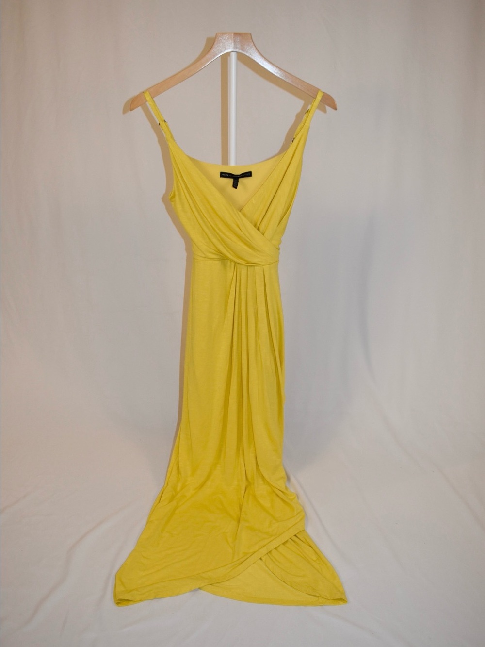 White House Black Market Yellow Maxi Dress Size 00 Wrap Tie Waist
